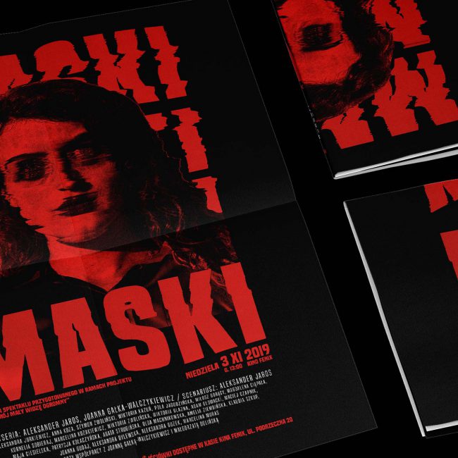 Plakat spektaklu Maski Łowicki Ośrodek Kultury Łowicz